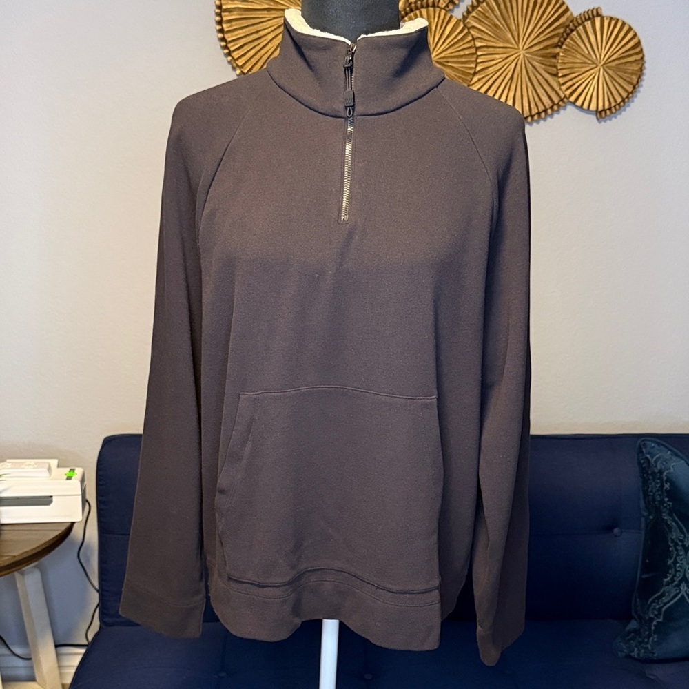 James Perse Quarter-Zip Sherpa Collar Pull-Over Sweater size 3 / Large